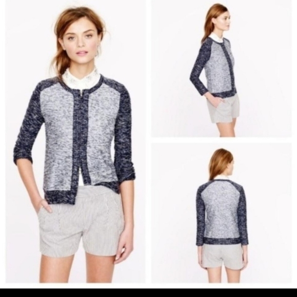 J. Crew Tops - J. Crew Grey and Blue Color Blocked Zipper Front SWEATER